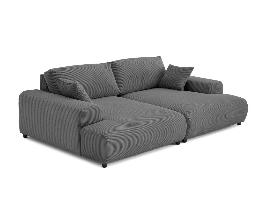 Canapé droit 4 places double méridienne en velours côtelé Garance