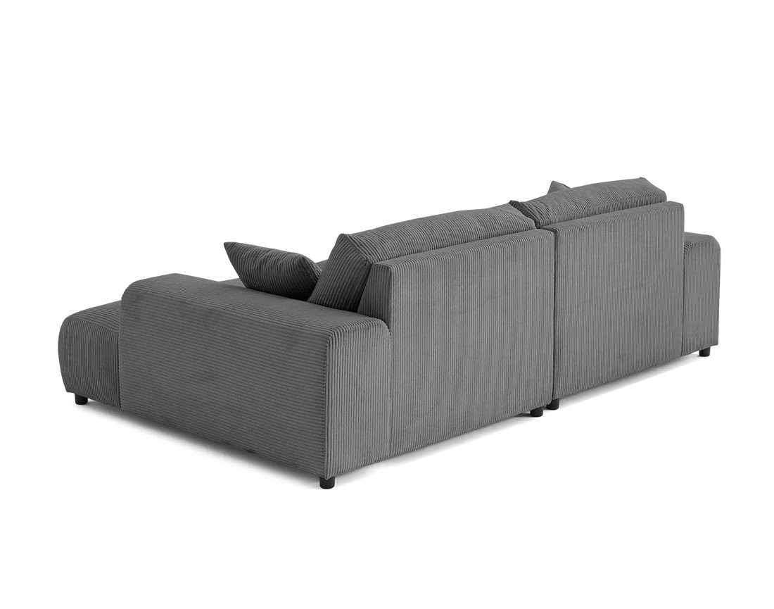 Canapé droit 4 places double méridienne en velours côtelé Garance