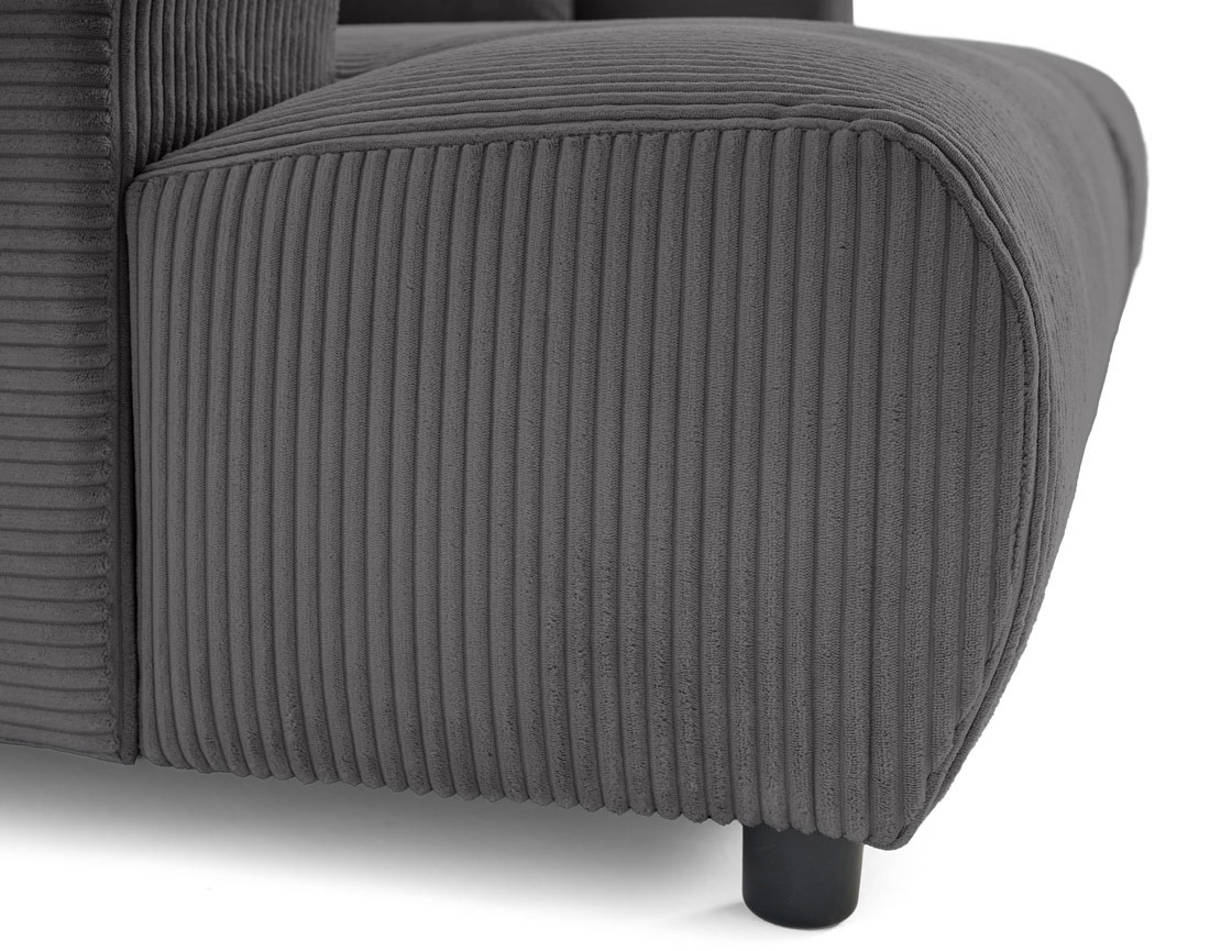 Canapé droit 4 places double méridienne en velours côtelé Garance