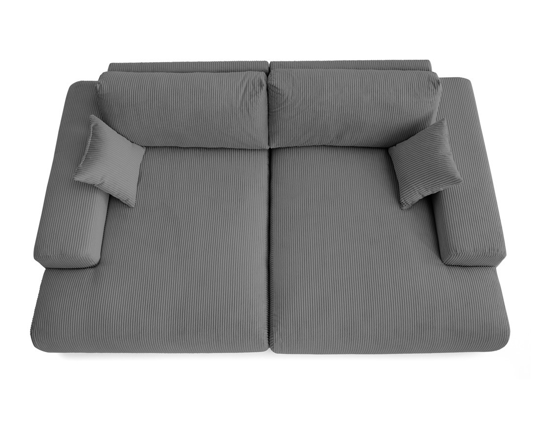 Canapé droit 4 places double méridienne en velours côtelé Garance