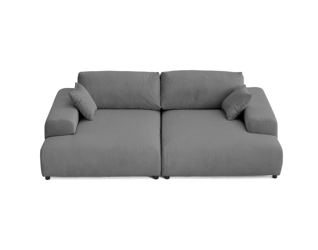 Canapé droit 4 places double méridienne en velours côtelé Garance