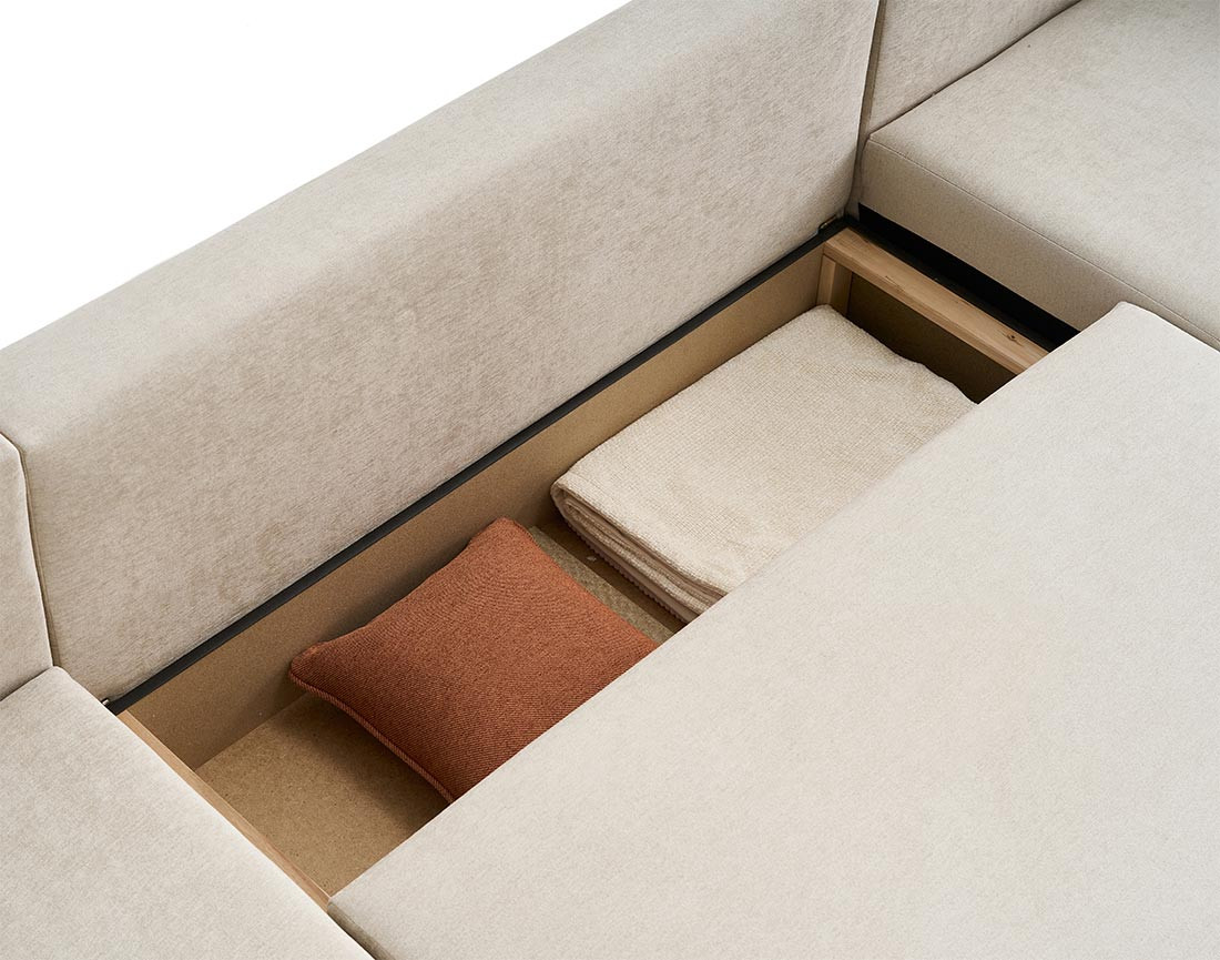 Canapé panoramique 7 places - convertible avec coffre - Topaze