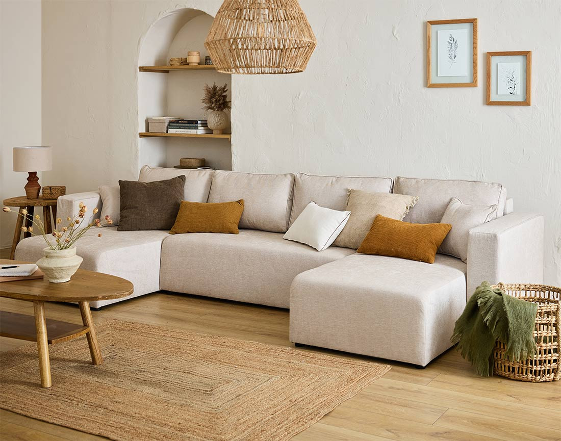 Canapé panoramique 7 places - convertible avec coffre - Topaze