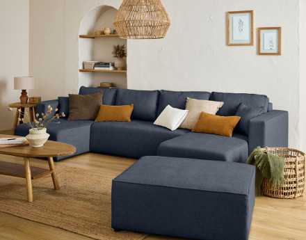 Canapé panoramique 7 places - convertible avec coffre - Topaze