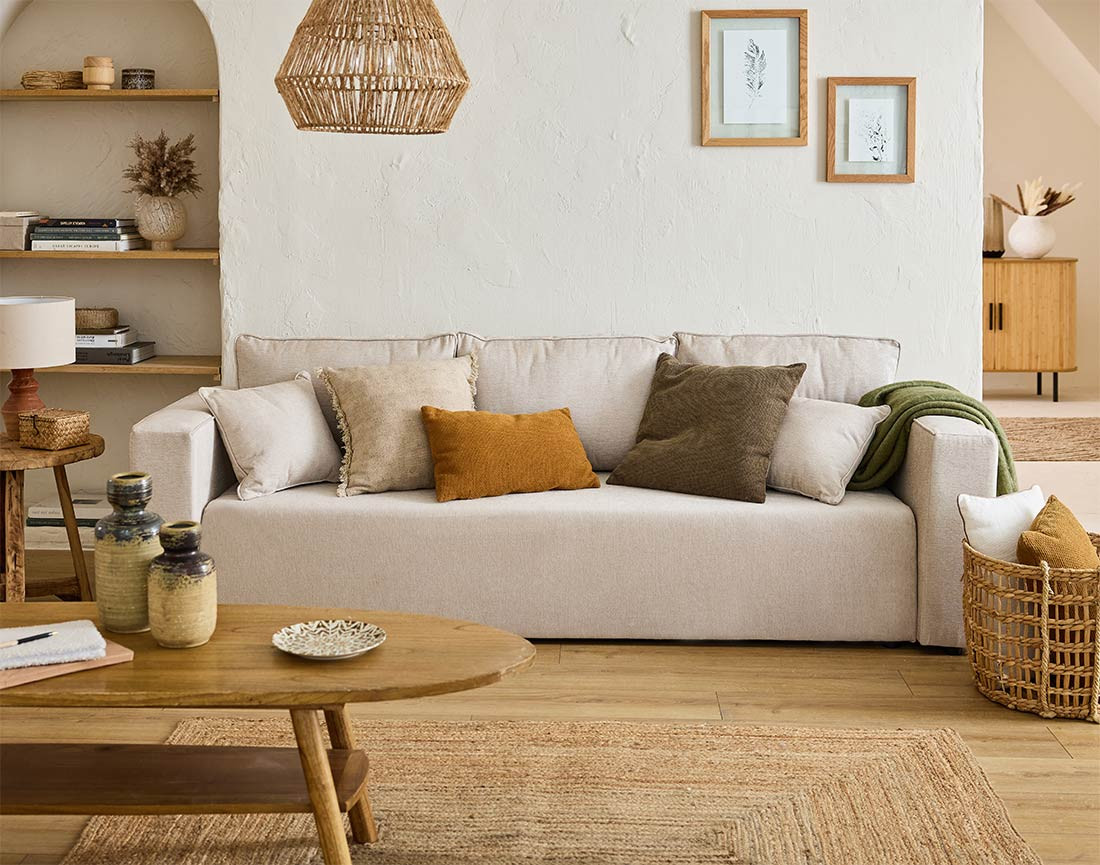 Canapé 3 places - convertible avec coffre - en tissu - Topaze Canapé 3 places - convertible avec coffre - en tissu - Topaze