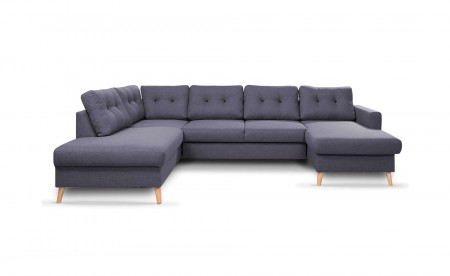 OSLO - Canapé panoramique convertible - Gris foncé - 290x87x149cm OSLO - Canapé panoramique convertible - Gris foncé - 290x87x149cm