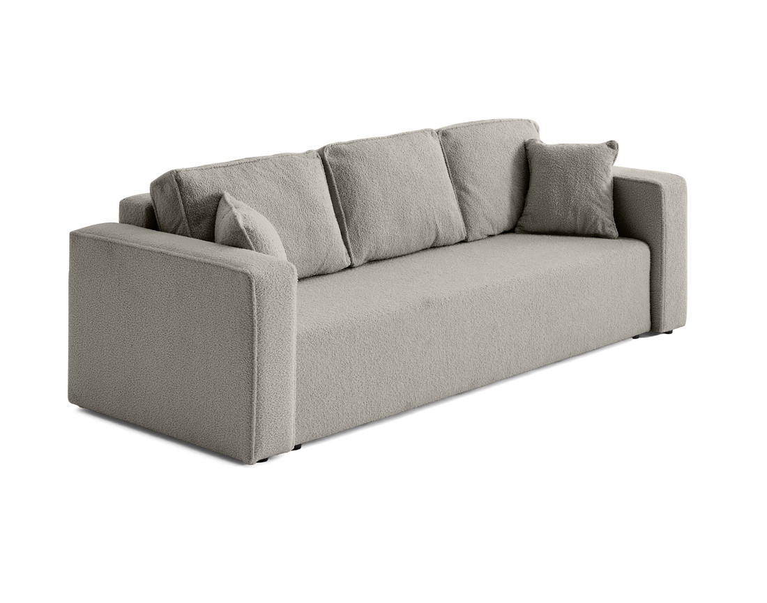 Canapé 3 places convertible avec coffre en tissu bouclette Topaze