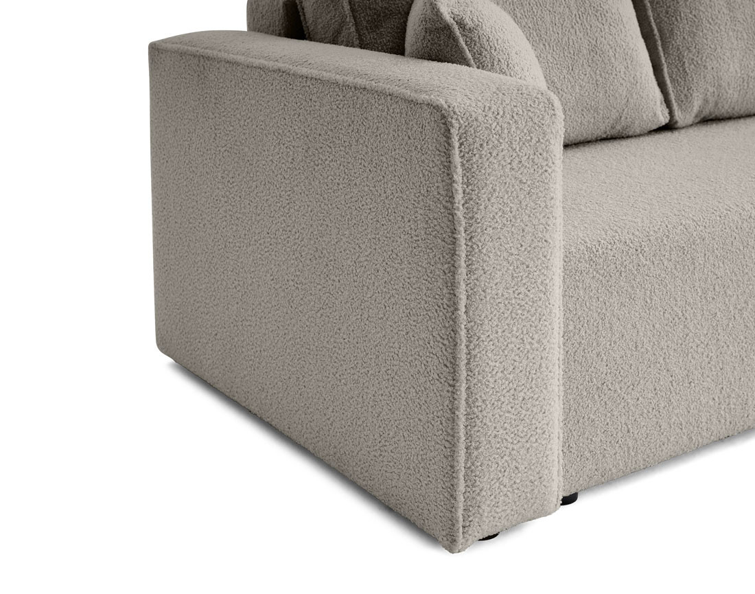 Canapé 3 places convertible avec coffre en tissu bouclette Topaze