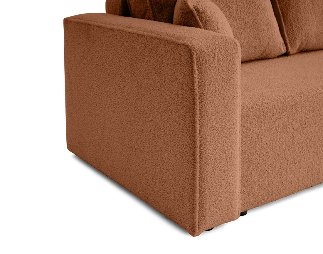 Canapé 3 places convertible avec coffre en tissu bouclette Topaze