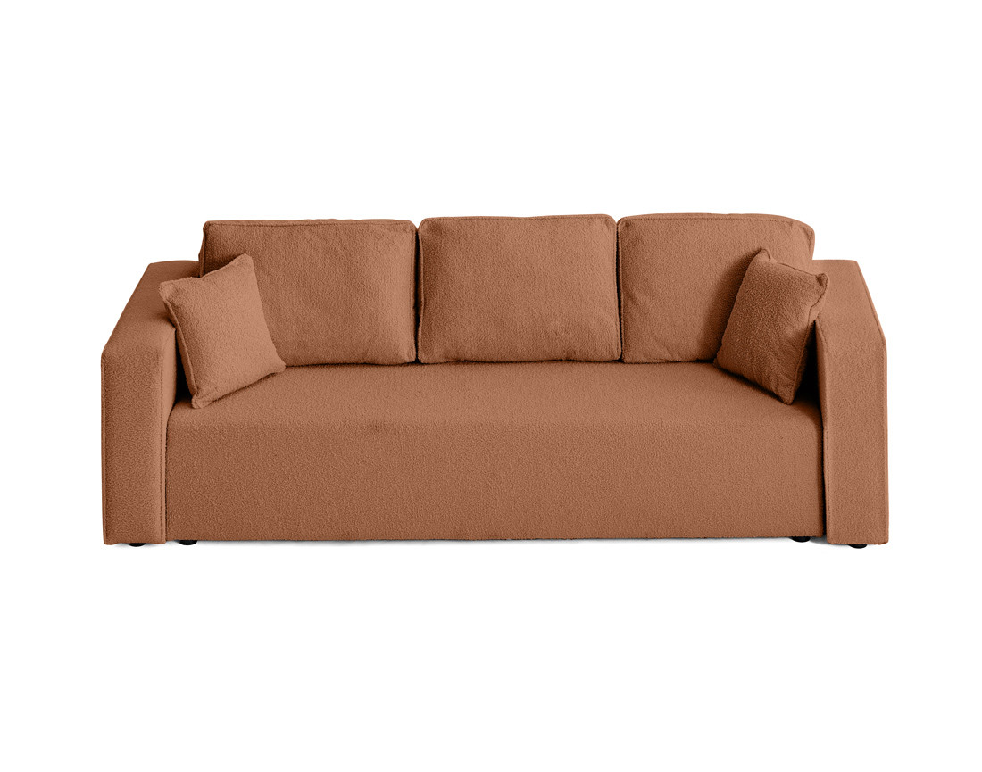 Canapé 3 places convertible avec coffre en tissu bouclette Topaze