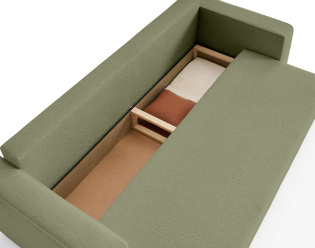 Canapé 3 places convertible avec coffre en tissu bouclette Topaze