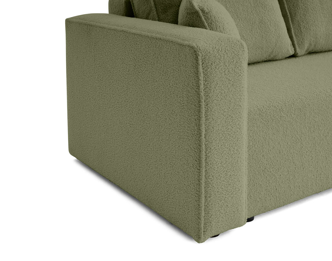 Canapé 3 places convertible avec coffre en tissu bouclette Topaze