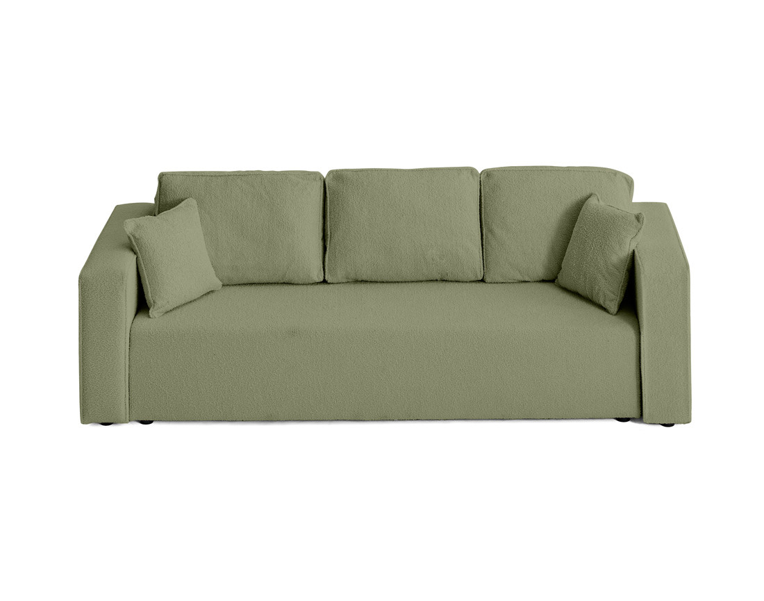 Canapé 3 places convertible avec coffre en tissu bouclette Topaze