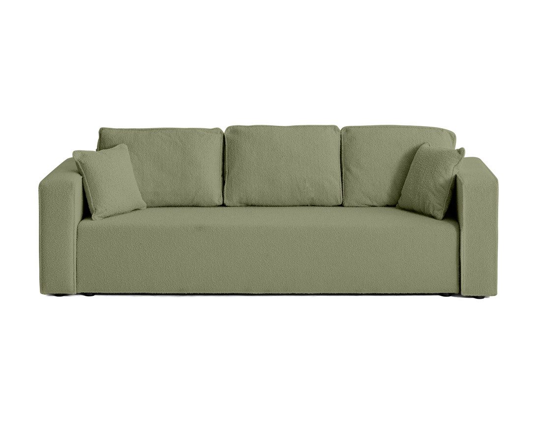 Canapé 3 places convertible avec coffre en tissu bouclette Topaze