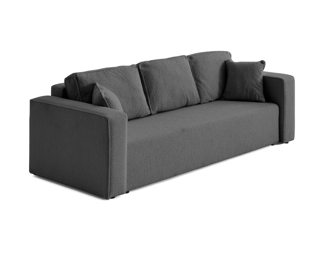 Canapé 3 places convertible avec coffre en tissu bouclette Topaze Canapé 3 places convertible avec coffre en tissu bouclette Topaze