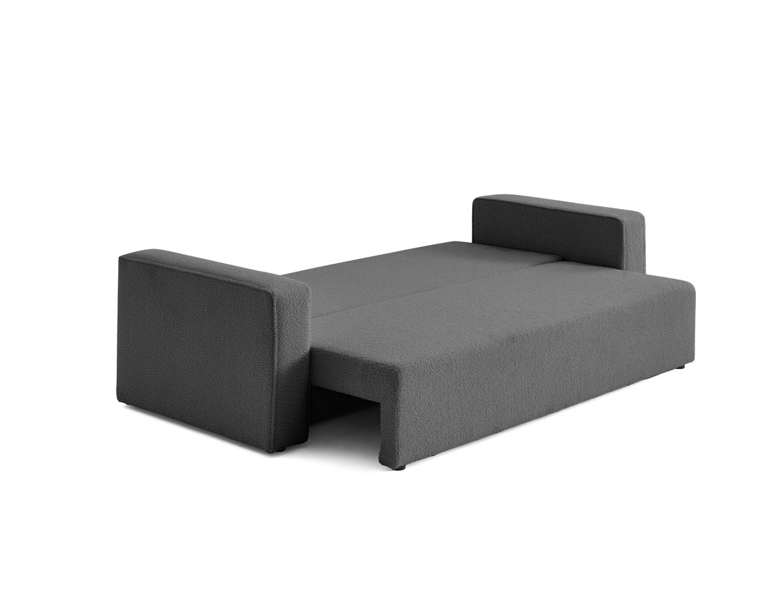 Canapé 3 places convertible avec coffre en tissu bouclette Topaze Canapé 3 places convertible avec coffre en tissu bouclette Topaze