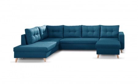 NORDIC - Canapé scandinave d'angle gauche panoramique convertible en tissu - 299x86x188cm NORDIC - Canapé scandinave d'angle gauche panoramique convertible en tissu - 299x86x188cm