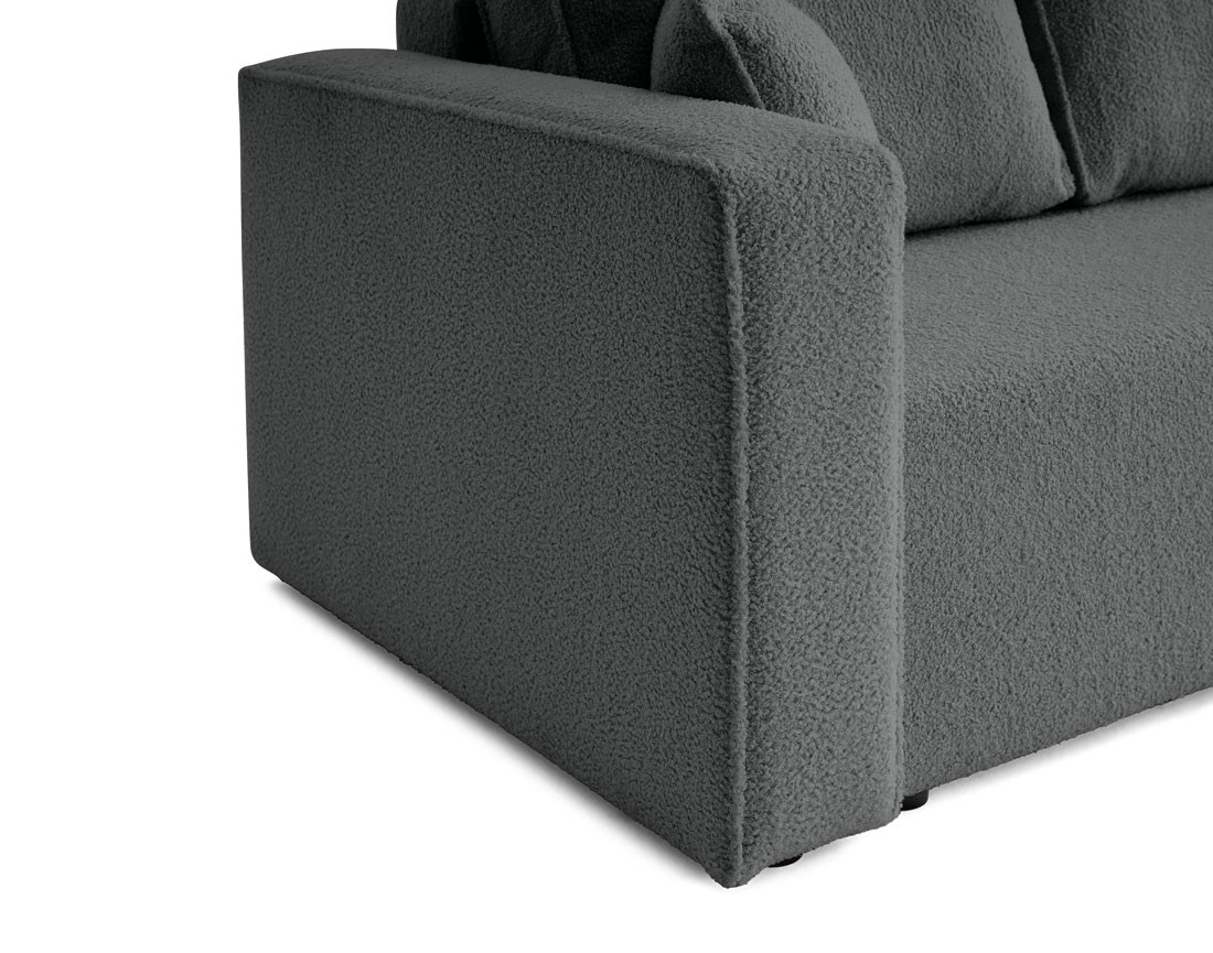 Canapé 3 places convertible avec coffre en tissu bouclette Topaze Canapé 3 places convertible avec coffre en tissu bouclette Topaze