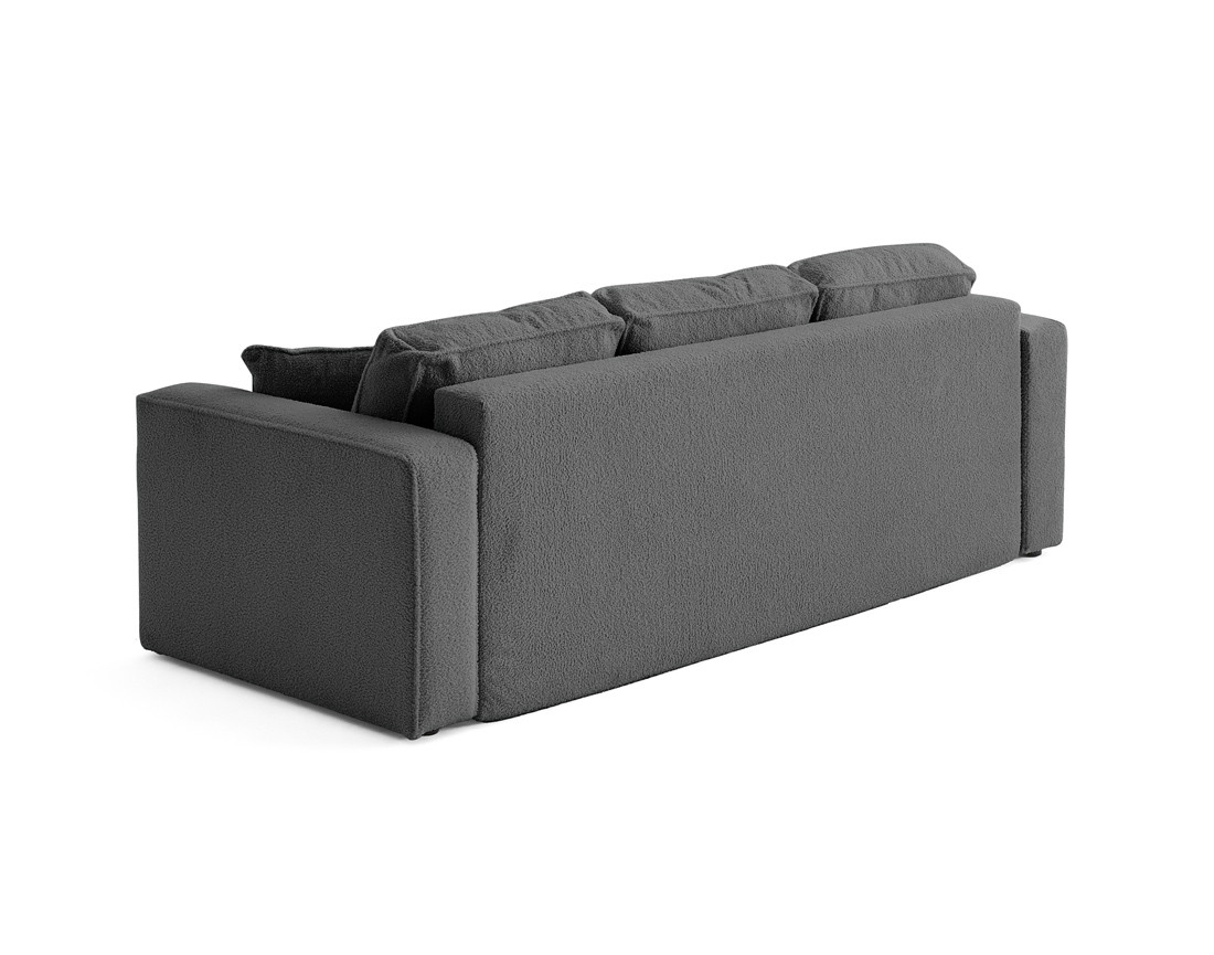 Canapé 3 places convertible avec coffre en tissu bouclette Topaze Canapé 3 places convertible avec coffre en tissu bouclette Topaze
