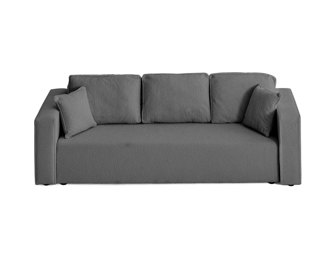 Canapé 3 places convertible avec coffre en tissu bouclette Topaze Canapé 3 places convertible avec coffre en tissu bouclette Topaze