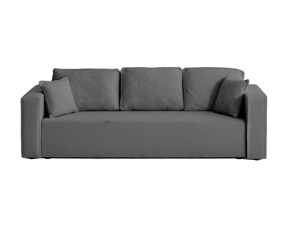 Canapé 3 places convertible avec coffre en tissu bouclette Topaze Canapé 3 places convertible avec coffre en tissu bouclette Topaze