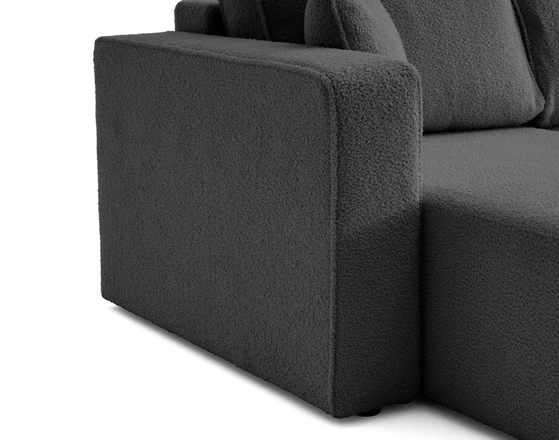 Canapé panoramique en U 7 places convertible avec coffre en tissu bouclette Topaze Canapé panoramique en U 7 places convertible avec coffre en tissu bouclette Topaze