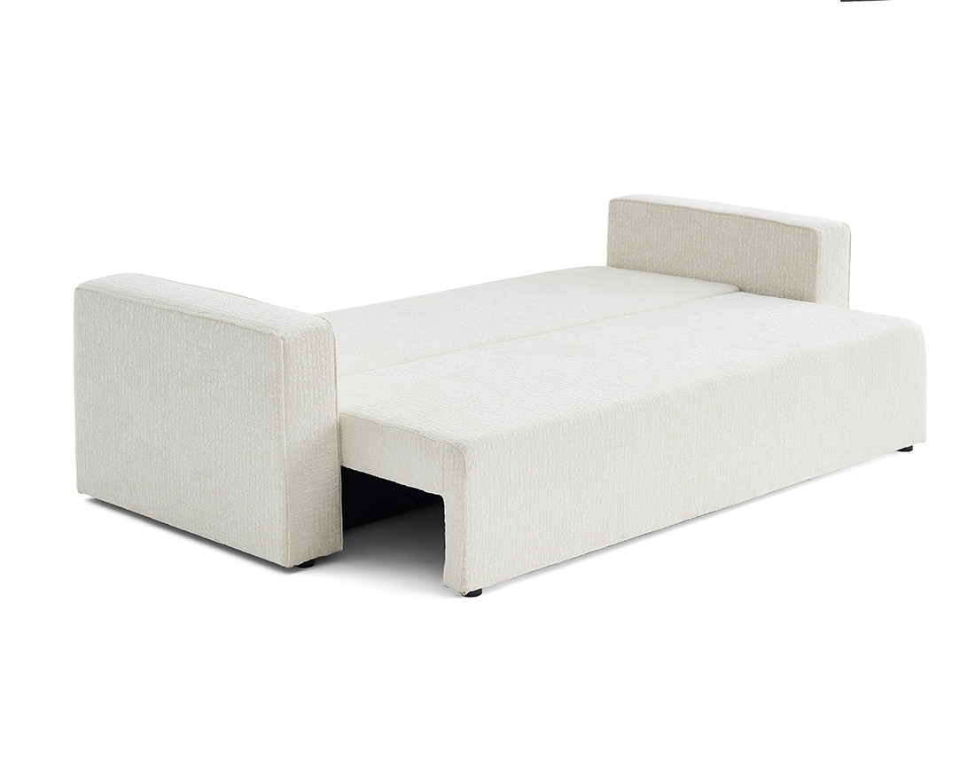 Canapé 3 places convertible avec coffre en tissu velours relief Topaze