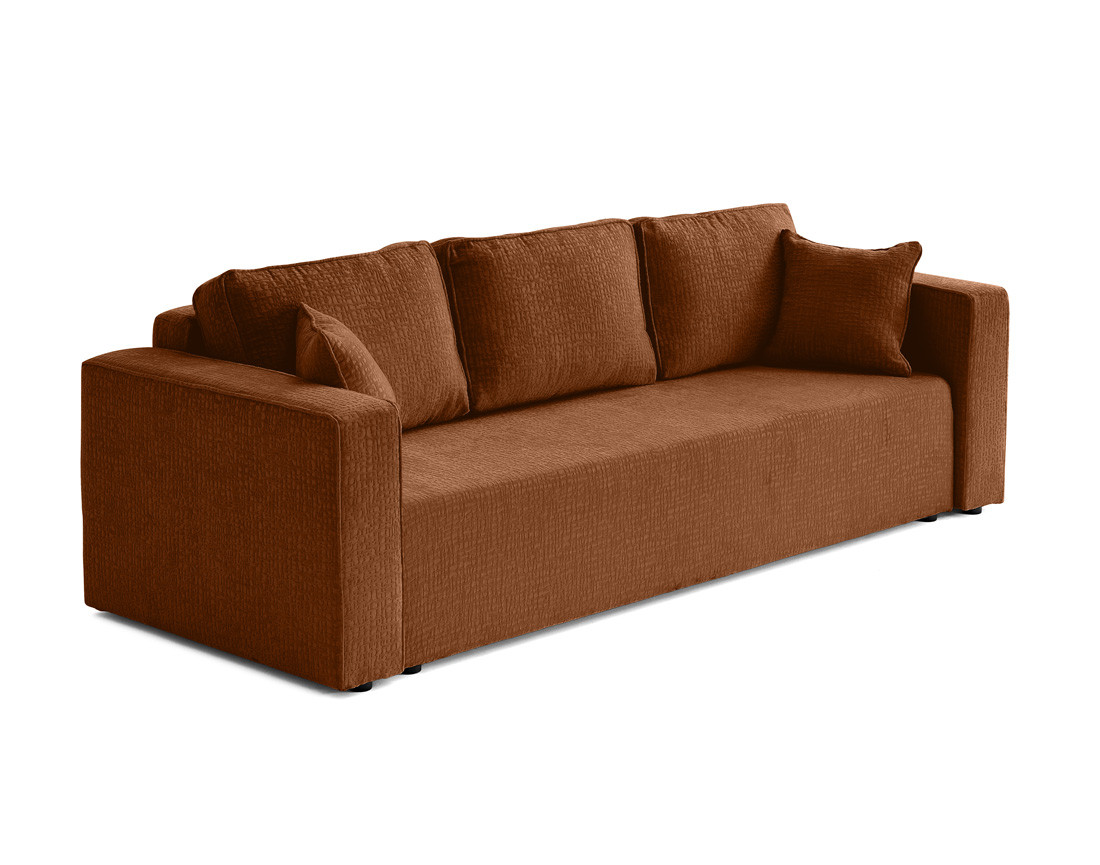 Canapé 3 places convertible avec coffre en tissu velours relief Topaze