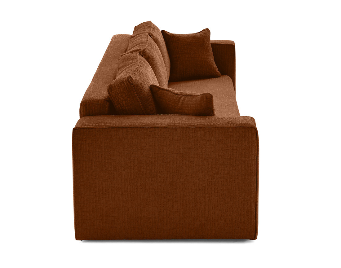 Canapé 3 places convertible avec coffre en tissu velours relief Topaze