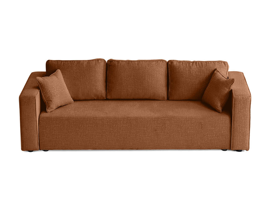 Canapé 3 places convertible avec coffre en tissu velours relief Topaze