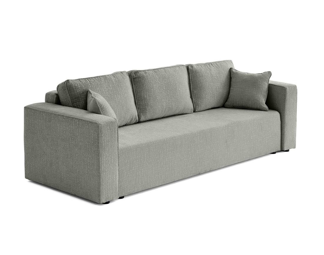 Canapé 3 places convertible avec coffre en tissu velours relief Topaze Canapé 3 places convertible avec coffre en tissu velours relief Topaze
