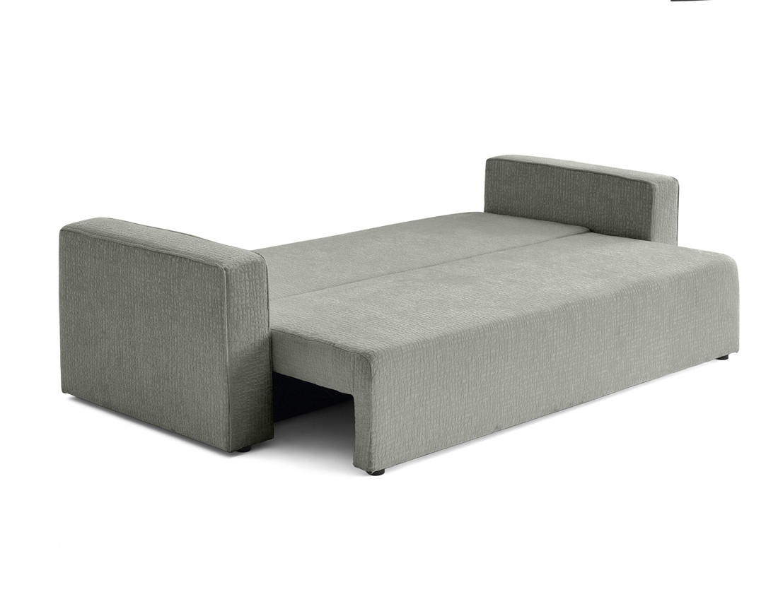 Canapé 3 places convertible avec coffre en tissu velours relief Topaze Canapé 3 places convertible avec coffre en tissu velours relief Topaze