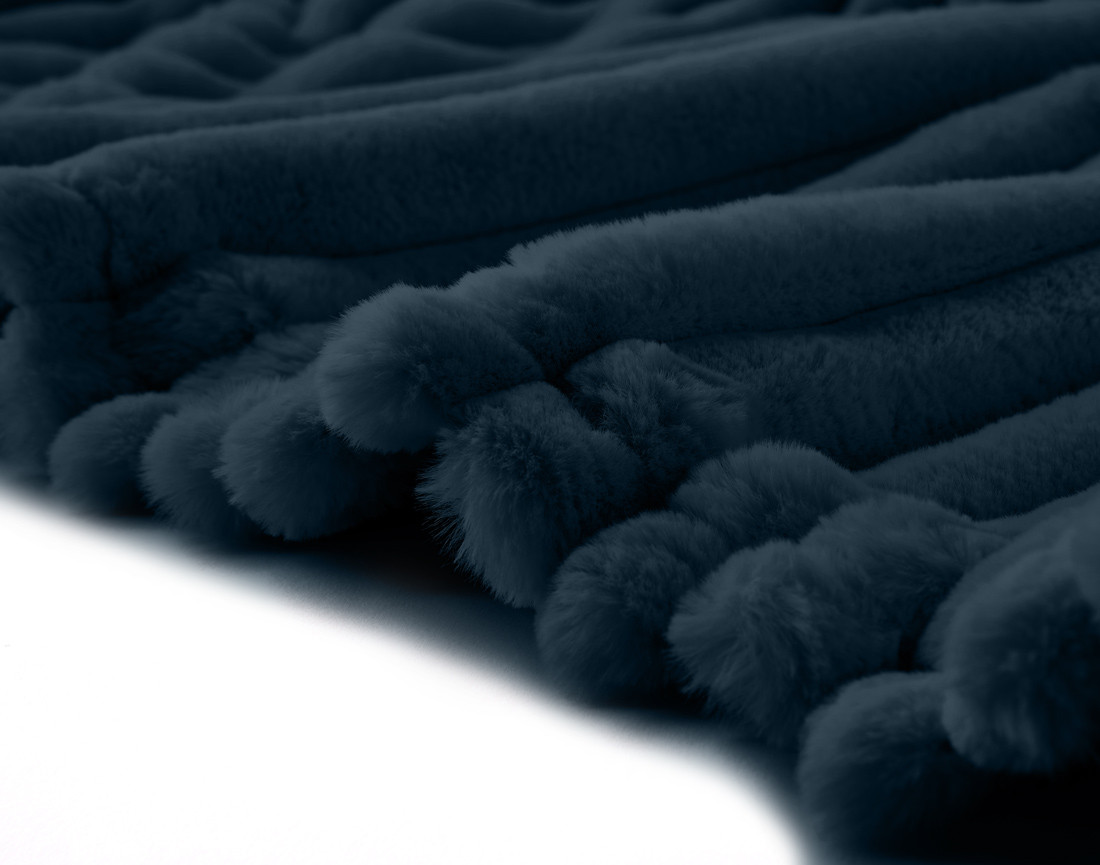 Plaid 200x140 cm en fausse fourrure côtelé et velours Arezzo