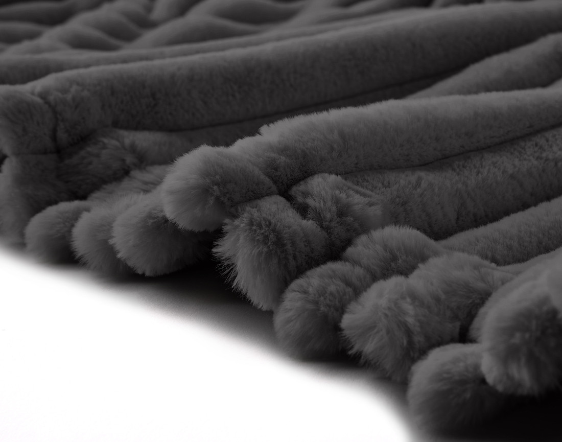 Plaid 200x140 cm en fausse fourrure côtelé et velours Arezzo