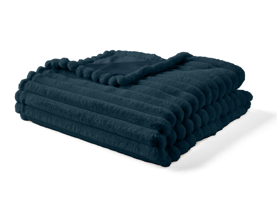 Plaid 200x140 cm en fausse fourrure côtelé et velours Arezzo