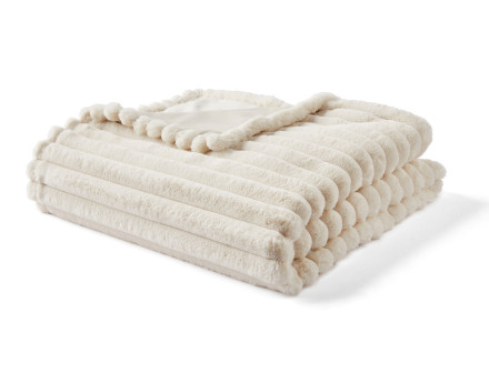 Plaid 200x140 cm en fausse fourrure côtelé et velours Arezzo