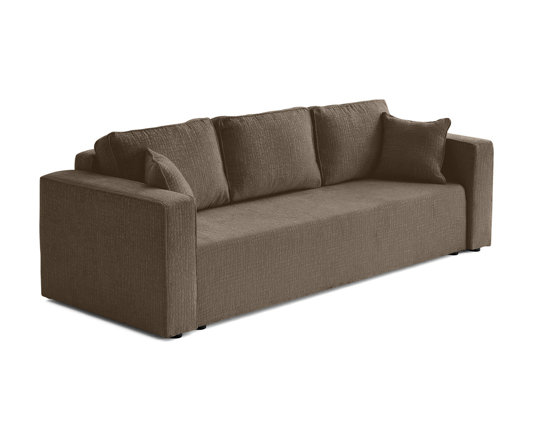 Canapé 3 places convertible avec coffre en tissu velours relief Topaze