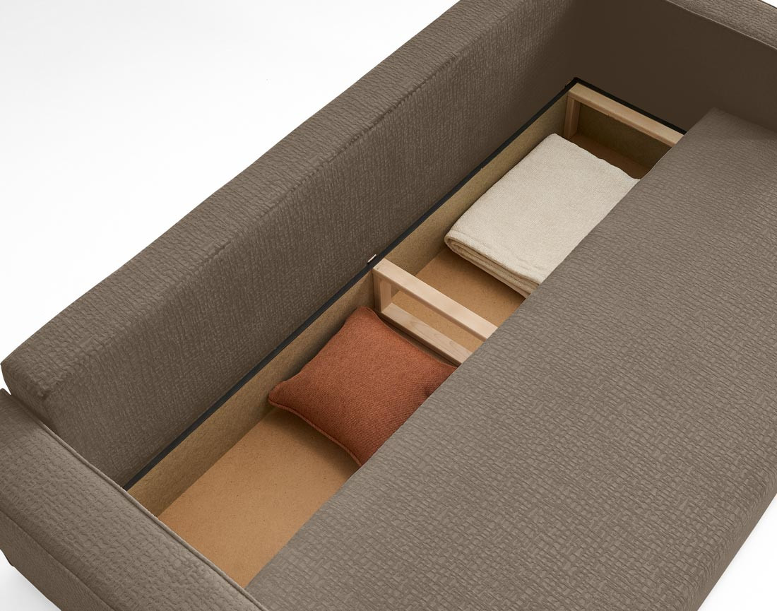 Canapé 3 places convertible avec coffre en tissu velours relief Topaze