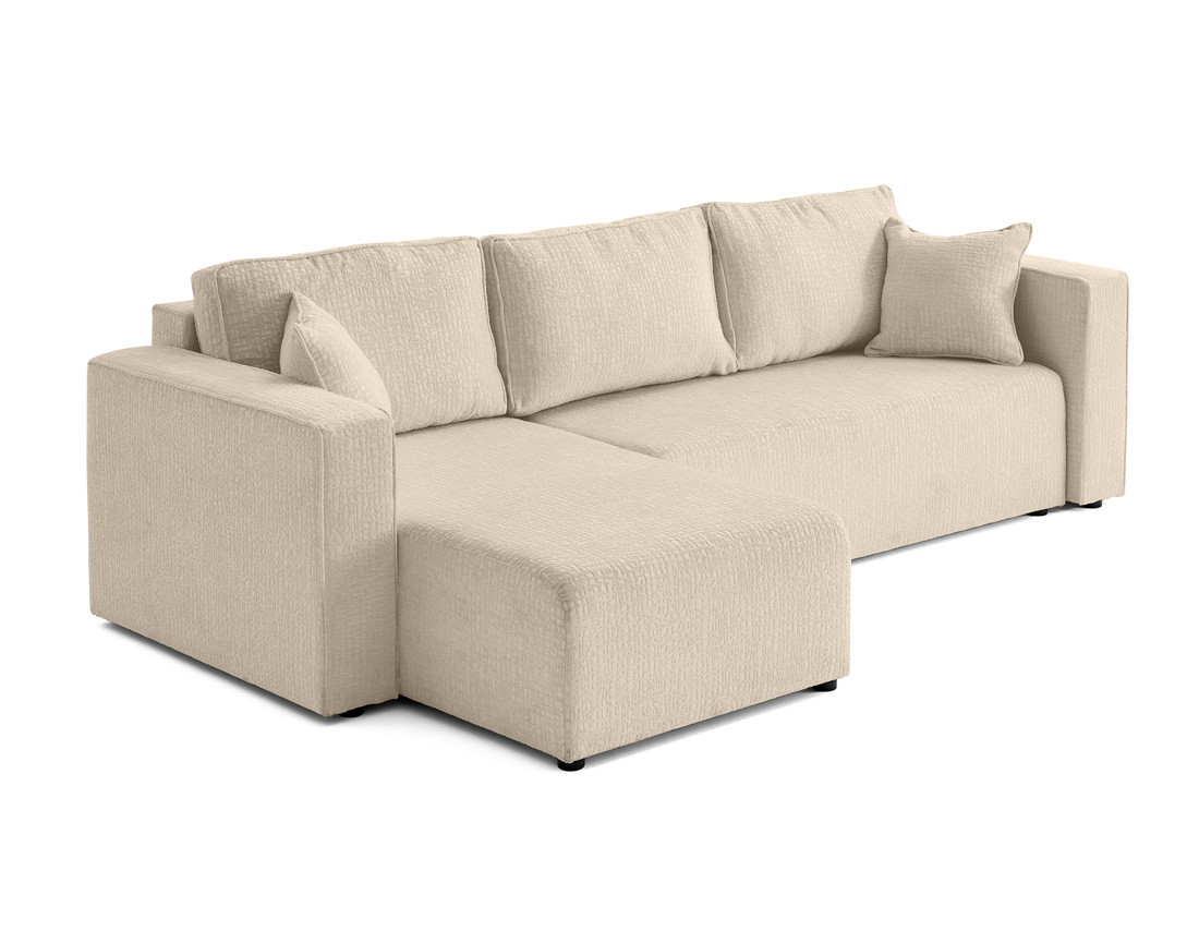 Canapé d'angle réversible 4 places convertible avec coffre en tissu velours relief Topaze Canapé d'angle réversible 4 places convertible avec coffre en tissu velours relief Topaze