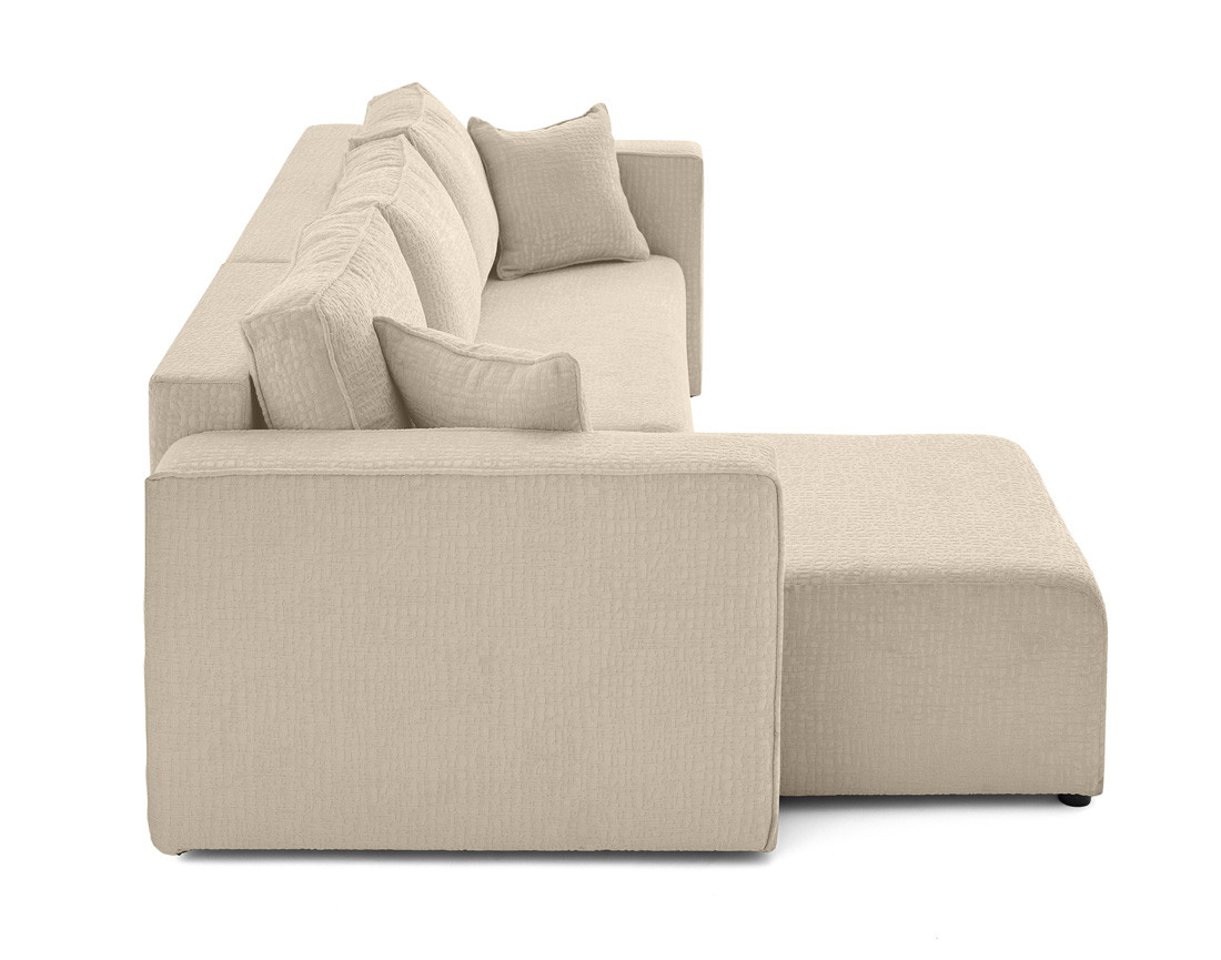 Canapé d'angle réversible 4 places convertible avec coffre en tissu velours relief Topaze Canapé d'angle réversible 4 places convertible avec coffre en tissu velours relief Topaze