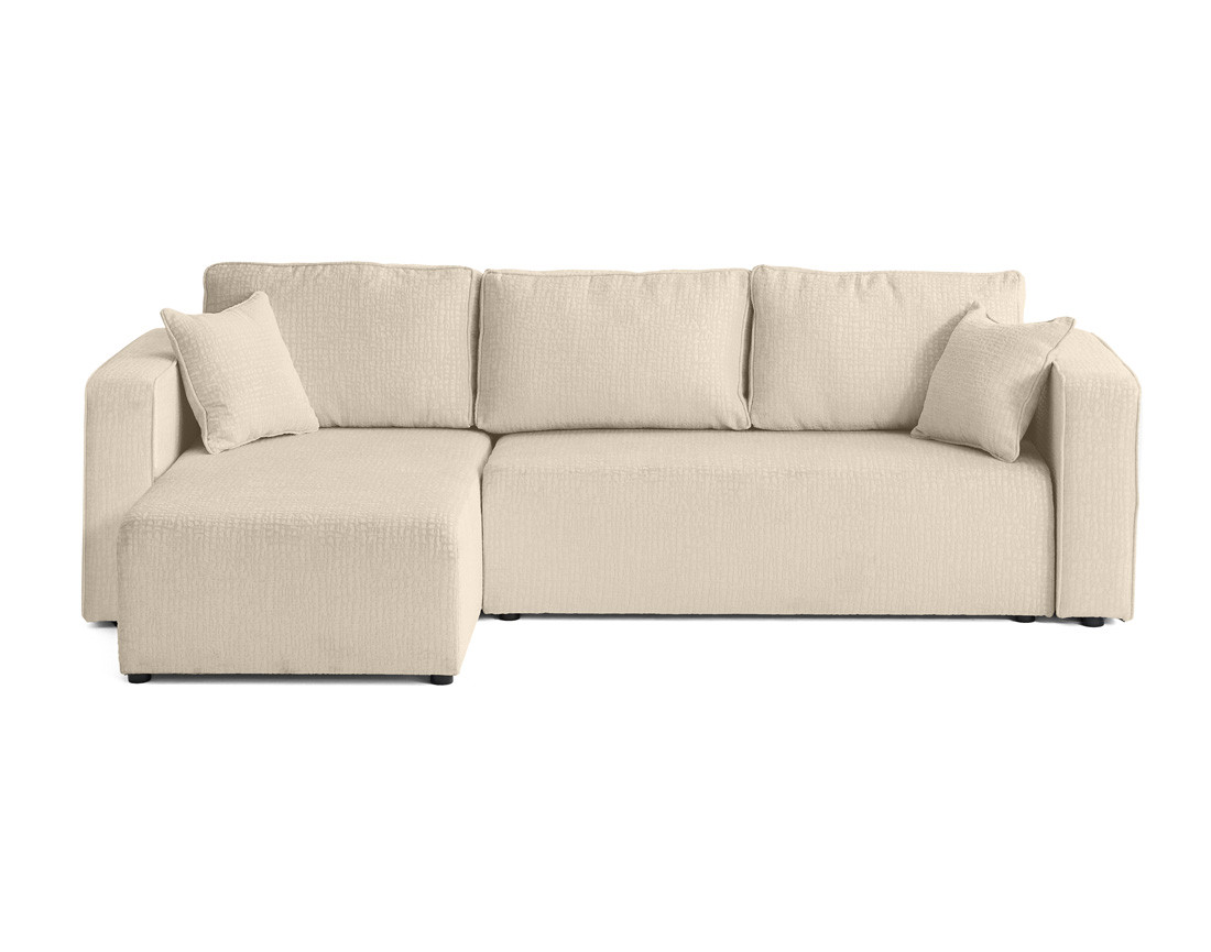 Canapé d'angle réversible 4 places convertible avec coffre en tissu velours relief Topaze Canapé d'angle réversible 4 places convertible avec coffre en tissu velours relief Topaze