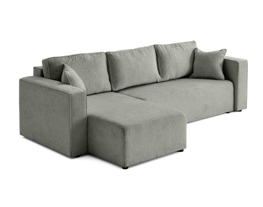 Canapé d'angle réversible 4 places convertible avec coffre en tissu velours relief Topaze Canapé d'angle réversible 4 places convertible avec coffre en tissu velours relief Topaze