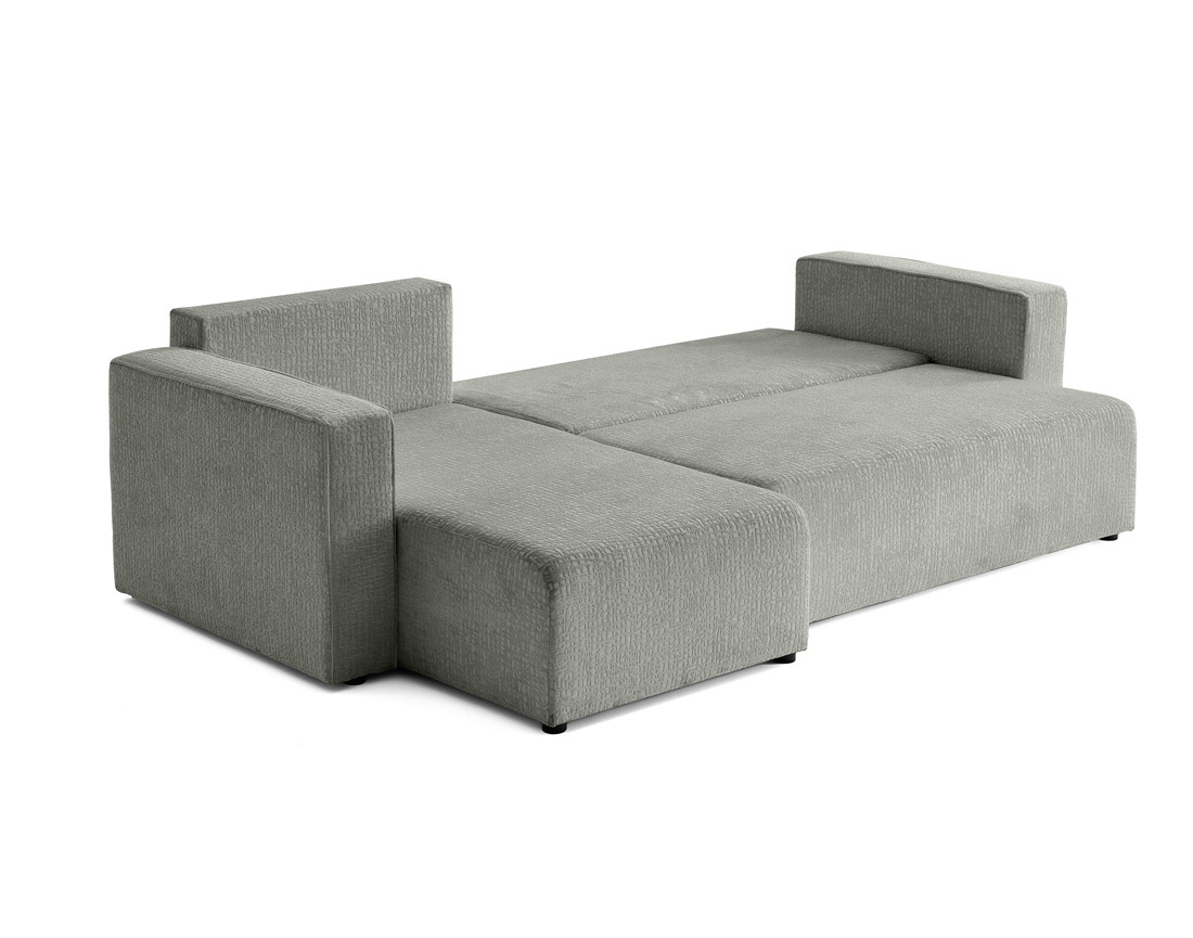 Canapé d'angle réversible 4 places convertible avec coffre en tissu velours relief Topaze Canapé d'angle réversible 4 places convertible avec coffre en tissu velours relief Topaze