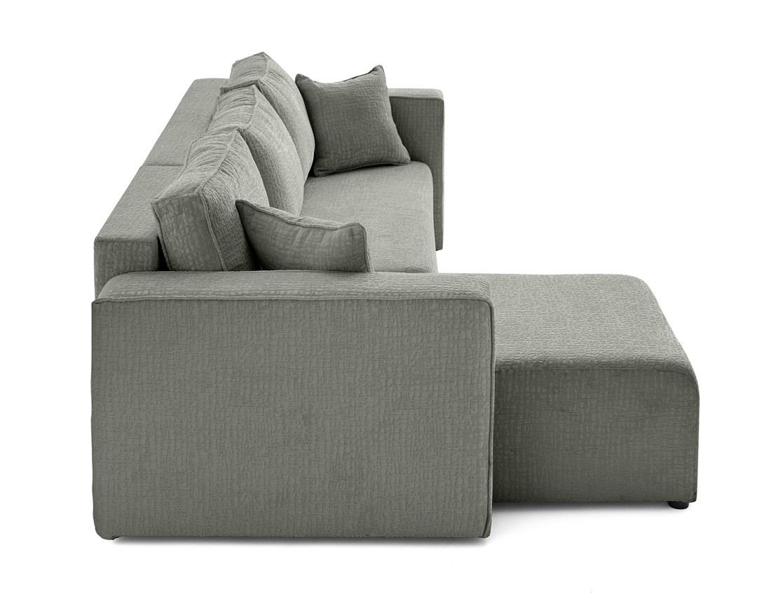 Canapé d'angle réversible 4 places convertible avec coffre en tissu velours relief Topaze Canapé d'angle réversible 4 places convertible avec coffre en tissu velours relief Topaze