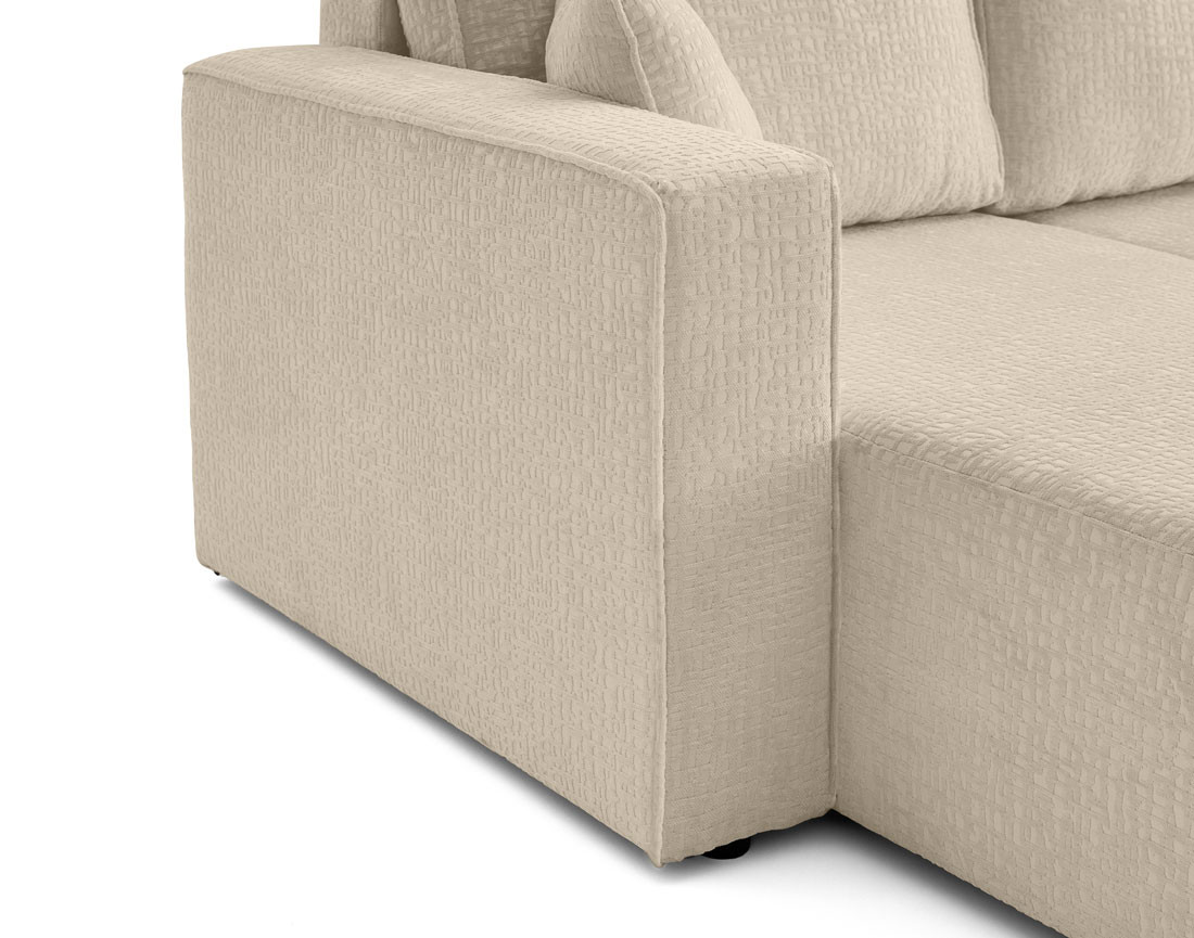 Canapé panoramique en U convertible avec coffre en tissu velours relief Topaze Canapé panoramique en U convertible avec coffre en tissu velours relief Topaze