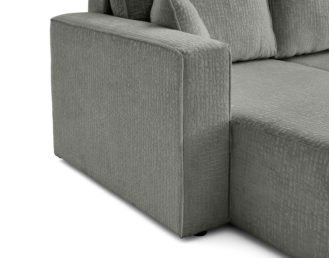Canapé panoramique en U convertible avec coffre en tissu velours relief Topaze Canapé panoramique en U convertible avec coffre en tissu velours relief Topaze
