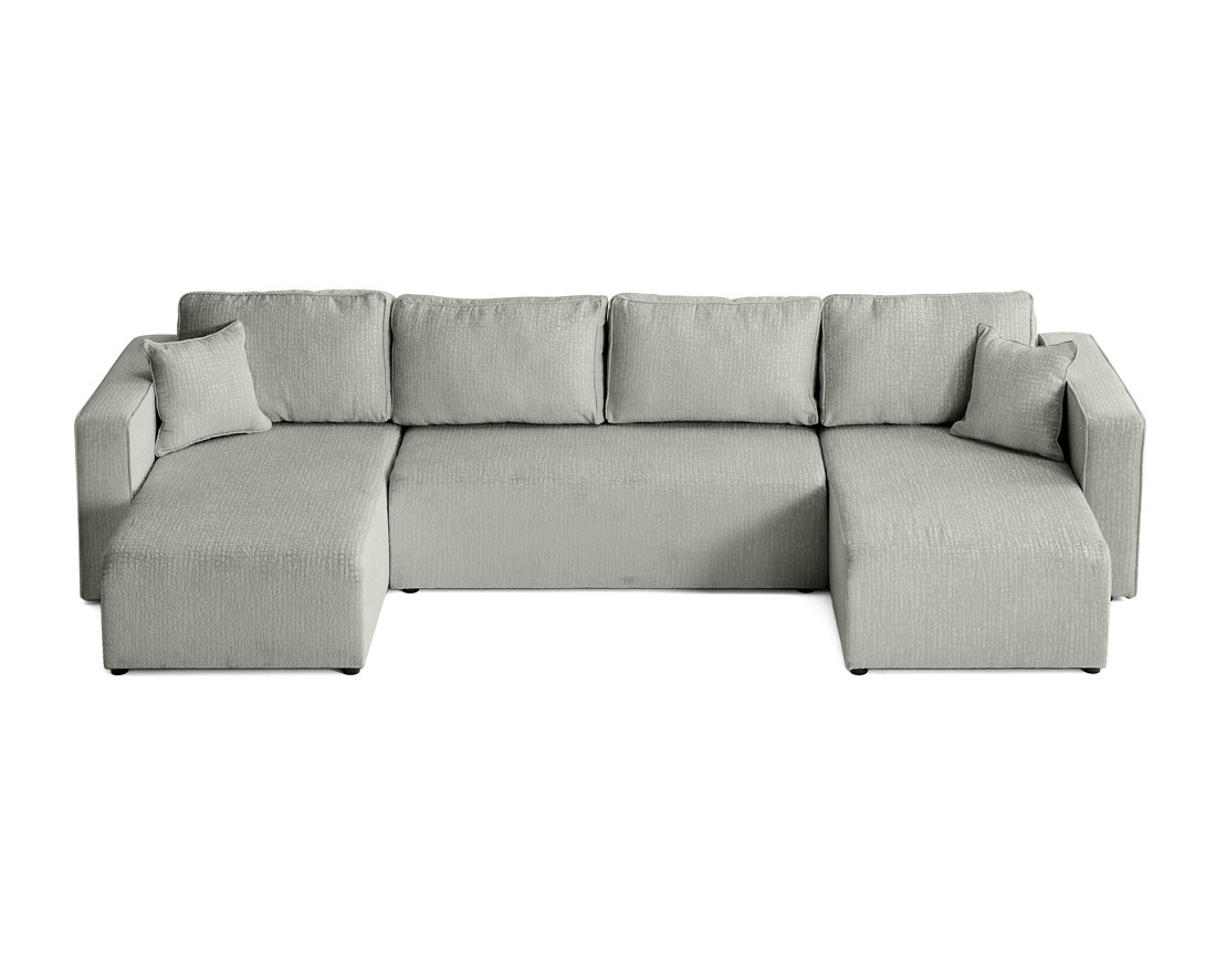 Canapé panoramique en U convertible avec coffre en tissu velours relief Topaze Canapé panoramique en U convertible avec coffre en tissu velours relief Topaze