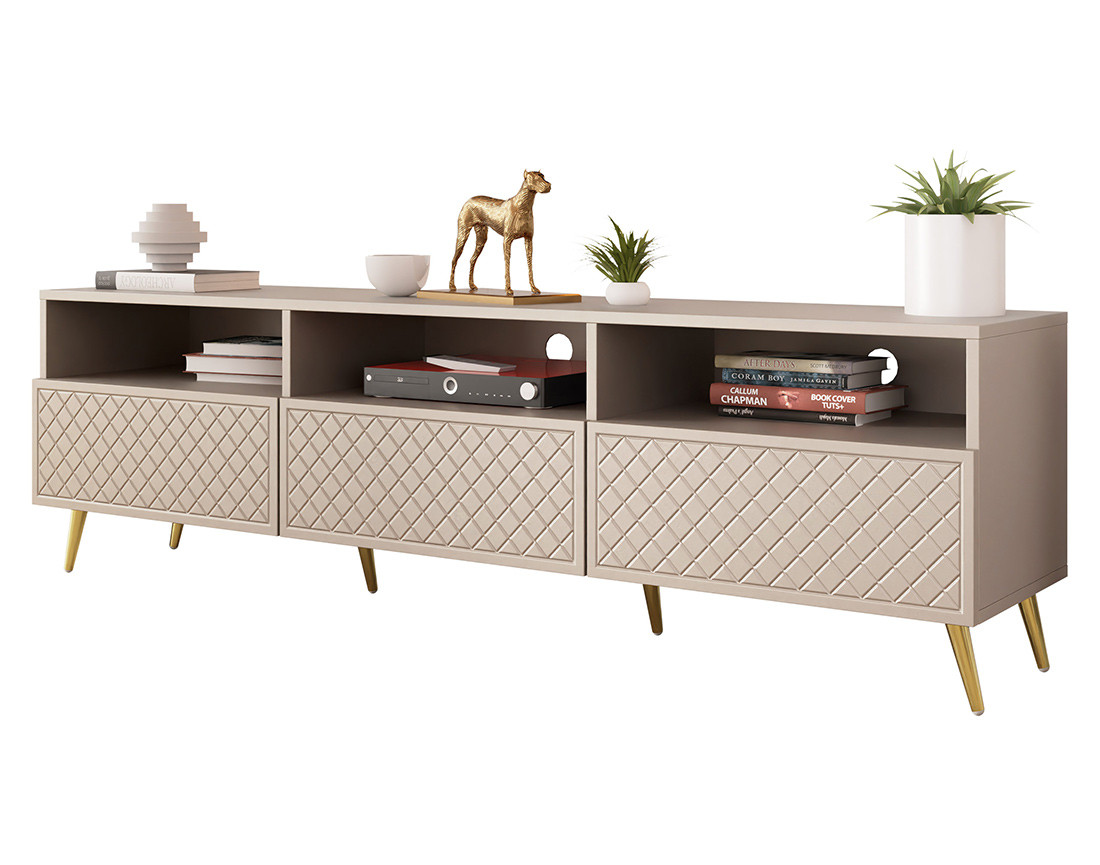 Meuble TV 3 tiroirs et 3 niches 195 cm Sorolla