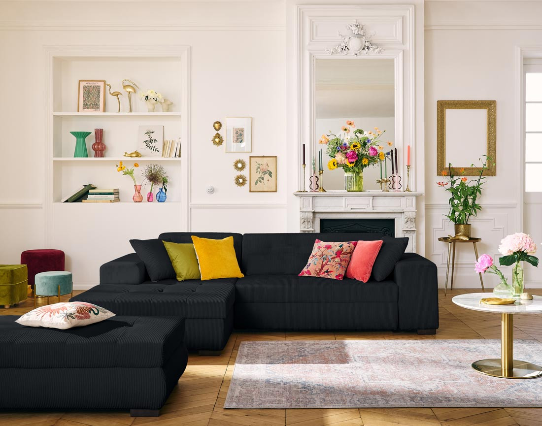 Canapé d'angle convertible Vermont 4 places avec coffre - angle gauche Canapé d'angle convertible Vermont 4 places avec coffre - angle gauche