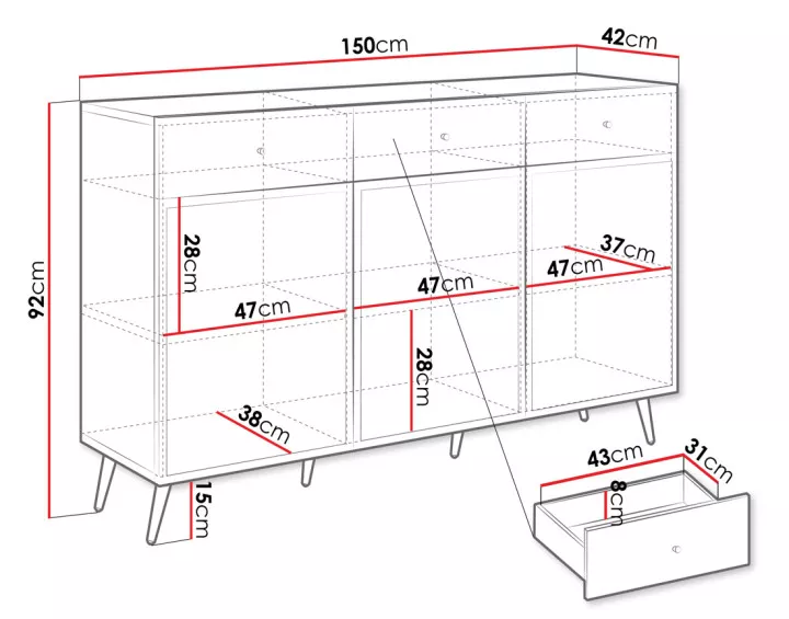 Buffet bas 150 cm Sorolla